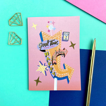 Good Times Pink Birthday Card