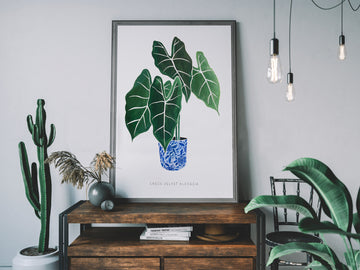 Green Velvet Alocasia Print