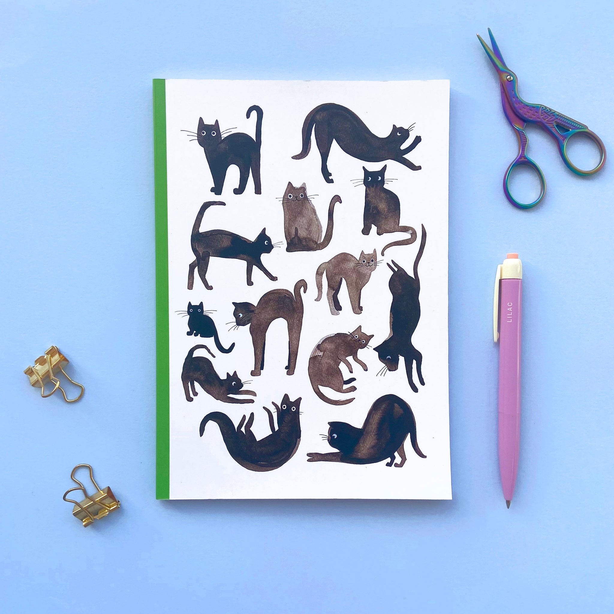 A5 Lined Black Cat Notebook