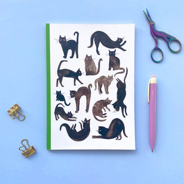 A5 Lined Black Cat Notebook