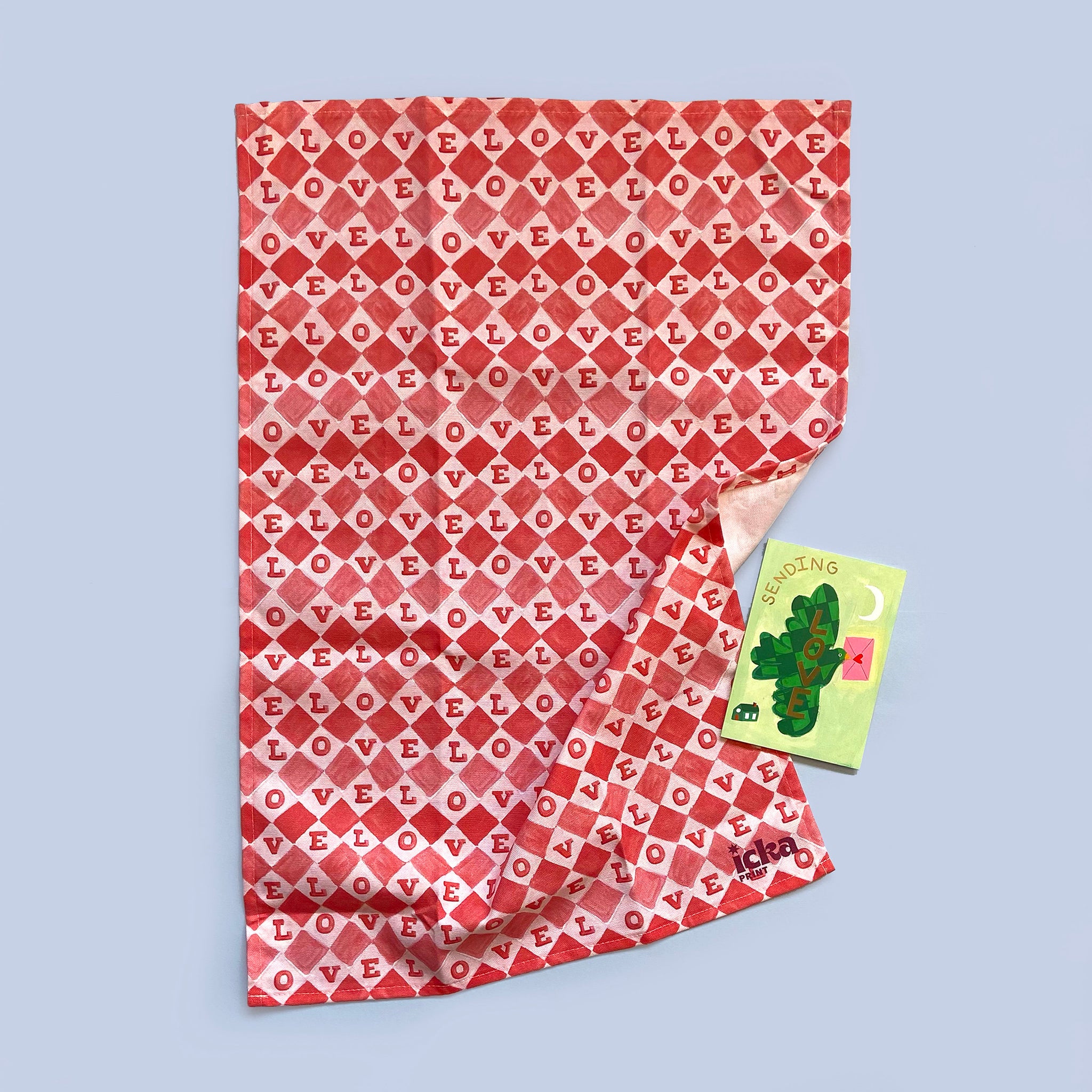 Love Checkered Tea Towel